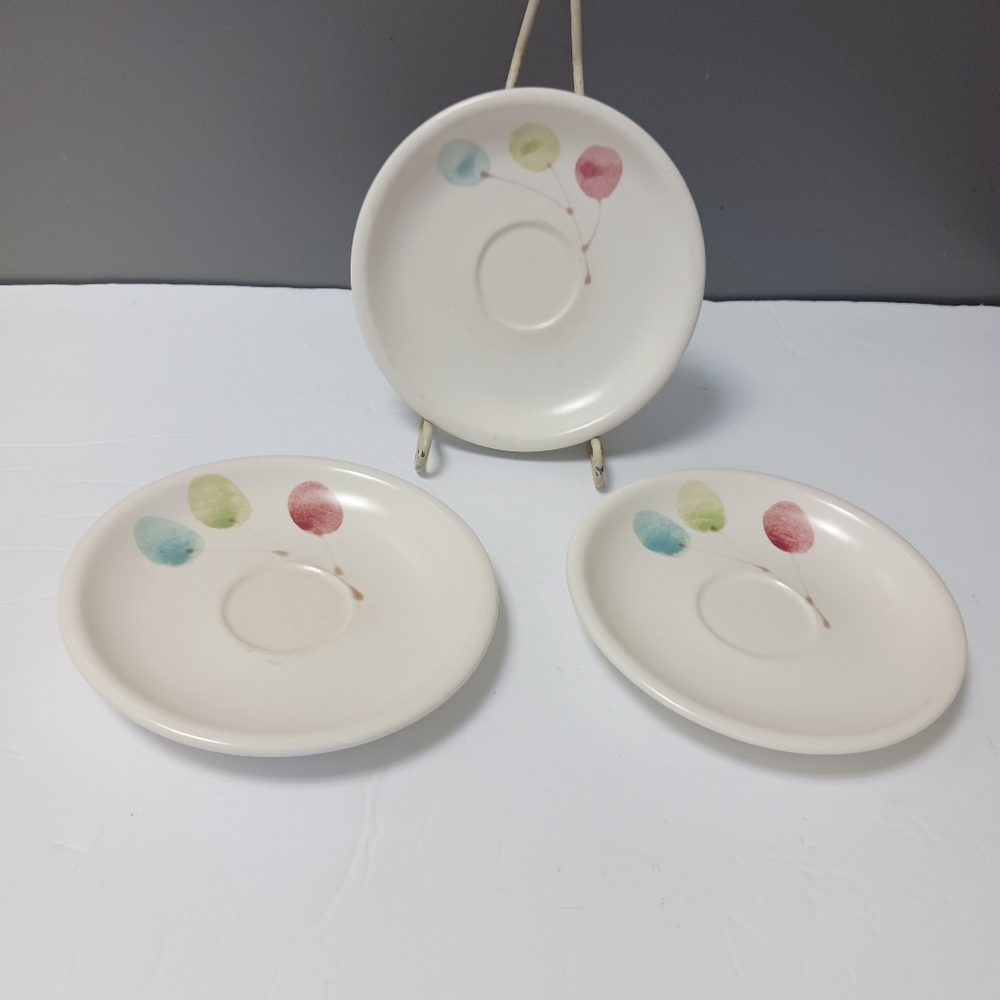 Lot Of 3 Vintage 1957 Vernon Ware Lolipop Tree Saucers. Hard To Find. GUC. USA